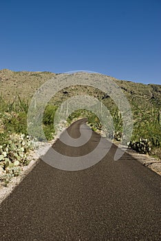 Solitario carreteras través de desierto 