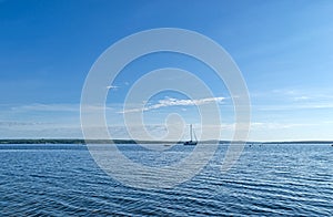 Lone sailboat in the harbor at Northport Maine