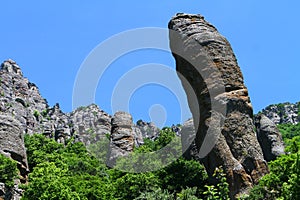 Lone stone conglomerates on Demerji mountain slopes, natural landscape photo