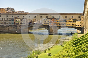 Florence, Italy. ponte vecchio. lone sunbather