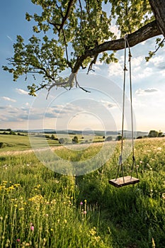 Lone Swing Seat in a Summer Field photo