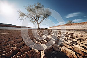 Lone Tree in Arid Desert Landscape