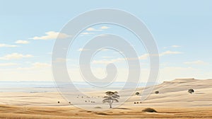 Lone Tree Landscape By Joel Kemp - Digital Painting On Canvas