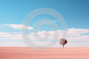 a lone tree in the middle of a field