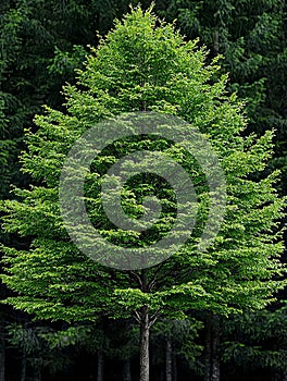 A lone tree in the middle of a forest