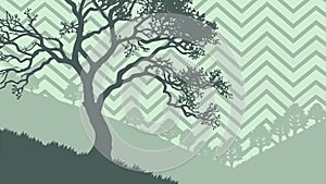 Lone tree on patterned background, nature and design harmony. vector design Generative AI