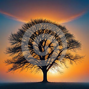 lone tree standing proudly on its branches reaching out in all symbolizing