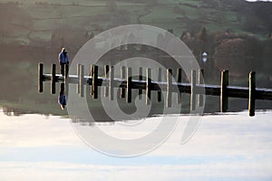 Lone walker on Coniston Water