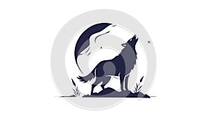 Lone Wolf Howling at Moon, Wild Nature and Solitude, vector design Generative AI