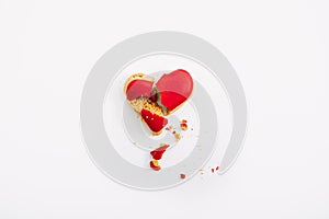 Loneliness, Broken heart, Divorce, couple breakup and relationship family breakdown concept with red Broken heart shape