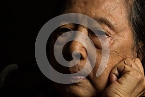 Loneliness elder woman crying