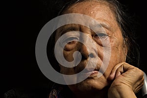 Loneliness elder woman crying