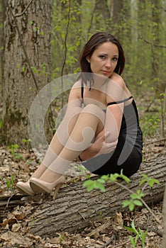 Loneliness girl in forest