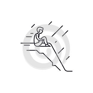 Loneliness line icon concept. Loneliness vector linear illustration, symbol, sign