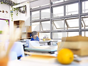 Lonely asian schoolboy