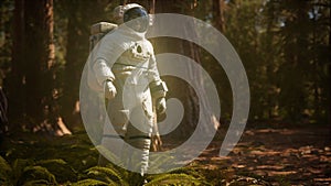 Lonely Astronaut in dark forest