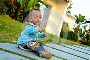 Lonely baby in practice dance(Asia, China, Chinese)