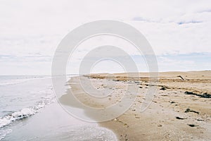 Lonely beach in the delta del ebro, tarragona, spain