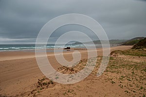 Lonely beach landscape a cloudy day