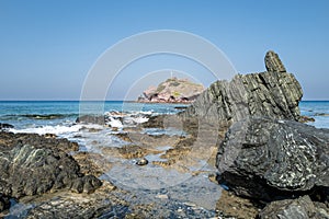 Lonely beach with rocks