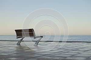 Lonely Bench by the Sea