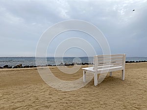 Lonely bench with sea view