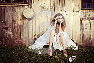 Lonely bride at one with their life problems.