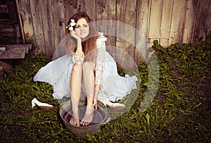 Lonely bride at one with their life problems.