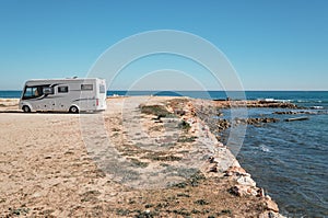 Lonely camper on the coast