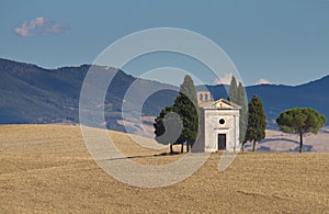 Lonely chapel in the valley of Orcia