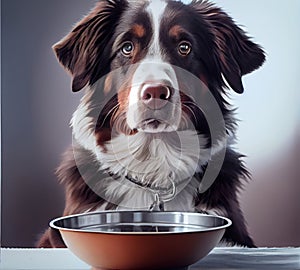 Lonely dog waiting for food - Generative AI