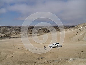 Lonely driver in the desert