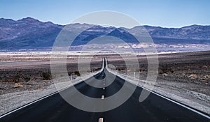 Lonely empty road to deth valley national park