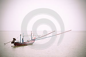 Lonely fishing boat