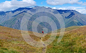 Lonely footpath Caucasus mountains