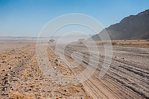 Lonely Gravel road in Namibia