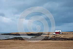 Lonely house at Atlantic coast in Iceland 