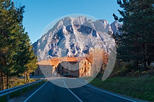 lonely house near a road near Urkiola mountain