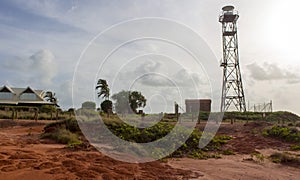 Iconic Steel lighthouse at Gantheaume Point Broome, Western Australia in summer Wet season.