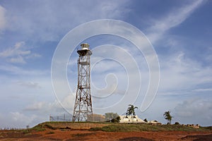 Iconic Steel lighthouse at Gantheaume Point Broome, Western Australia in summer Wet season.