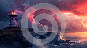 Lighthouse on Dramatic Cliff