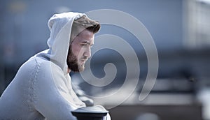 Lonely man with sad look