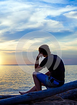 Lonely Man at Seaside