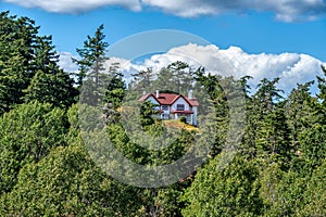 Lonely old residential house on the top of the hill