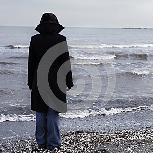 Lonely person on a beach