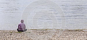 Lonely person on beach