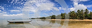 Lonely Pirogue Panorama near paradise coco beach, ÃÅ½le aux Nattes, Toamasina, Madagascar photo