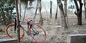 Lonely red bicycle