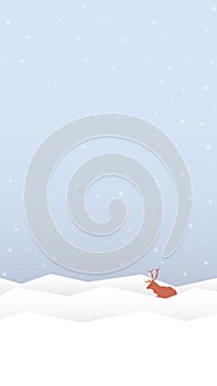 Lonely Reindeer sleeping in snowland pastel colors vertical shape vector illustration. photo