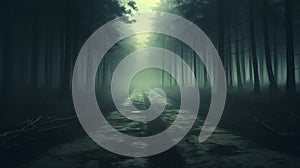 a lonely road in the dark forest